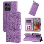 For Motorola Moto G75 5G Embossed Sunflower Leather Phone Case(Purple)