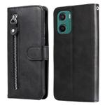 For Motorola Moto G05 / E15 Fashion Calf Texture Zipper Leather Phone Case(Black)