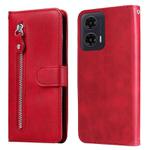 For Motorola Moto G35 Fashion Calf Texture Zipper Leather Phone Case(Red)