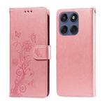 For Motorola Edge 60 Fusion / Edge 5G 2025 Embossed Butterfly Flowers Leather Phone Case(Rose Gold)