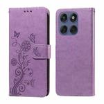 For Motorola Edge 60 Fusion / Edge 5G 2025 Embossed Butterfly Flowers Leather Phone Case(Purple)
