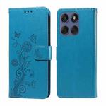 For Motorola Edge 60 Fusion / Edge 5G 2025 Embossed Butterfly Flowers Leather Phone Case(Blue)