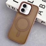 For iPhone 16 Plus Diamond Lens Frame PC Hybrid TPU MagSafe Phone Case(Desert Gold)