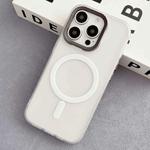 For iPhone 13 Pro Max Diamond Lens Frame PC Hybrid TPU MagSafe Phone Case(White)