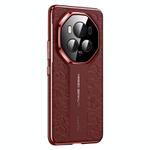 For Honor Magic6 Cloud Dragon Pattern Plain Leather PC Phone Case(Red)