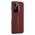 For Honor 300 Ultra Cloud Dragon Pattern Plain Leather PC Phone Case(Red)