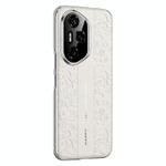 For Honor 300 Ultra Cloud Dragon Pattern Plain Leather PC Phone Case(White)