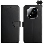 For Redmi Note 14 Pro 4G Genuine Leather Fingerprint-proof Flip Phone Case(Black)