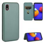 For Samsung Galaxy M01 Core / A01 Core Carbon Fiber Texture Horizontal Flip TPU + PC + PU Leather Case with Rope & Card Slot(Green)