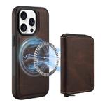 For iPhone 15 Pro Max Denior D26 Skin Feel MagSafe Zipper Bag Leather Phone Case(Coffee)