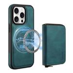For iPhone 13 Pro Max Denior D26 Skin Feel MagSafe Zipper Bag Leather Phone Case(Blue)