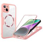 For iPhone 14 Plus CD Texture MagSafe Phone Case(Pink)