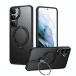 For Samsung Galaxy S25+ 5G Double Ring MagSafe Magnetic Holder Phone Case(Matte Black)