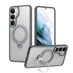 For Samsung Galaxy S25+ 5G Double Ring MagSafe Magnetic Holder Phone Case(Matte Grey)