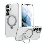 For Samsung Galaxy S25+ 5G Double Ring MagSafe Magnetic Holder Phone Case(Transparent)