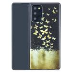 For Samsung Galaxy Note20 Painted Pattern Soft TPU Case(Gold Butterflies)