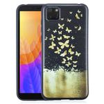 For Huawei Y5p Painted Pattern Soft TPU Case(Gold Butterflies)