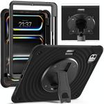 For iPad Pro 11 2024 Holder Silicone Hybrid PC Tablet Case(Black)