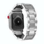 For Apple Watch 46mm / 49mm / 45mm / 44mm Wave Thread 3-bead Stainless Steel Watch Band(Silver)