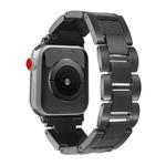 For Apple Watch 42mm / 41mm / 40mm / 38mm Wave Thread 3-bead Stainless Steel Watch Band(Black)