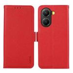 For Xiaomi Poco X7 Pro ABEEL Side-Magnetic Litchi Pattern Leather RFID Phone Case(Red)