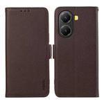 For Xiaomi Poco X7 Pro ABEEL Side-Magnetic Litchi Pattern Leather RFID Phone Case(Brown)