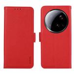 For Xiaomi 15 Ultra ABEEL Side-Magnetic Litchi Pattern Leather RFID Phone Case(Red)