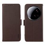 For Xiaomi 15 Ultra ABEEL Side-Magnetic Litchi Pattern Leather RFID Phone Case(Brown)