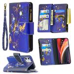 For iPhone 12 mini Colored Drawing Pattern Zipper Horizontal Flip Leather Case with Holder & Card Slots & Wallet(Purple Butterfly)