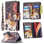 For iPhone 12 / 12 Pro Colored Drawing Pattern Zipper Horizontal Flip Leather Case with Holder & Card Slots & Wallet(Bear)