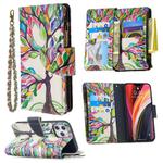 For iPhone 12 Pro Max Colored Drawing Pattern Zipper Horizontal Flip Leather Case with Holder & Card Slots & Wallet(Tree)
