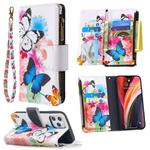 For iPhone 12 Pro Max Colored Drawing Pattern Zipper Horizontal Flip Leather Case with Holder & Card Slots & Wallet(Two Butterflies)