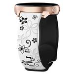 20mm Two Color Bauhinia Embossed Silicone Watch Band(White Black)