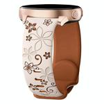 20mm Two Color Bauhinia Embossed Silicone Watch Band(Starlight Brown)
