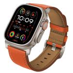 For Apple Watch 46mm / 49mm / 45mm / 44mm Titanium Buckle Nappa Genuine Leather Watch Band(Orange)