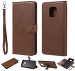 For Xiaomi Redmi 10X 5G / 10X Pro 5G 2 in 1 Solid Color Detachable PU Leather Case with Card Slots & Magnetic Holder & Photo Frame & Wallet & Strap(Brown)