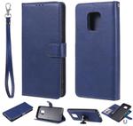 For Xiaomi Redmi 10X 5G / 10X Pro 5G 2 in 1 Solid Color Detachable PU Leather Case with Card Slots & Magnetic Holder & Photo Frame & Wallet & Strap(Blue)
