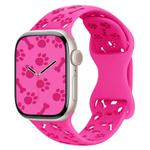For Apple Watch 46mm / 49mm / 45mm / 44mm Dog Paw Bones Butterfly Buckle Silicone Watch Band(Rose Red)