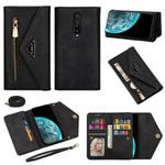 For Xiaomi Redmi K30 Skin Feel Zipper Horizontal Flip Leather Case with Holder & Card Slots & Photo Frame & Lanyard & Long Rope(Black)