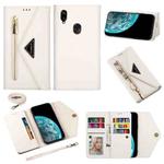 For Xiaomi Redmi Note 7 Skin Feel Zipper Horizontal Flip Leather Case with Holder & Card Slots & Photo Frame & Lanyard & Long Rope(White)