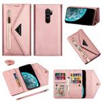 For Xiaomi Redmi Note 8 Pro Skin Feel Zipper Horizontal Flip Leather Case with Holder & Card Slots & Photo Frame & Lanyard & Long Rope(Rose Gold)