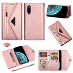 For Xiaomi Mi 9 Skin Feel Zipper Horizontal Flip Leather Case with Holder & Card Slots & Photo Frame & Lanyard & Long Rope(Rose Gold)