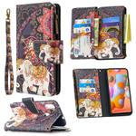For Samsung Galaxy A11 Colored Drawing Pattern Zipper Horizontal Flip Leather Case with Holder & Card Slots & Wallet(Flower Elephants)