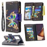 For Samsung Galaxy Note20 Ultra 5G Colored Drawing Pattern Zipper Horizontal Flip Leather Case with Holder & Card Slots & Wallet(Big Butterfly)