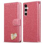 For Samsung Galaxy S24 FE 5G Glitter Powder Love Leather Phone Case(Rose Red)