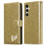 For Samsung Galaxy S24 FE 5G Glitter Powder Love Leather Phone Case(Gold)
