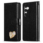 For Samsung Galaxy S25+ 5G Glitter Powder Love Leather Phone Case(Black)