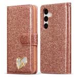 For Samsung Galaxy S25+ 5G Glitter Powder Love Leather Phone Case(Pink)