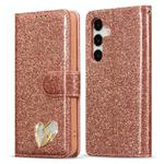 For Samsung Galaxy S25 5G Glitter Powder Love Leather Phone Case(Pink)