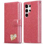 For Samsung Galaxy S25 Ultra 5G Glitter Powder Love Leather Phone Case(Rose Red)